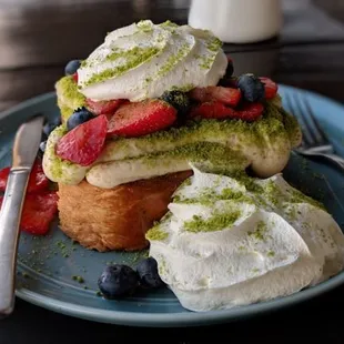 Zen garden: Brioche toast with maple syrup, mascarpone cheese, and fresh berries