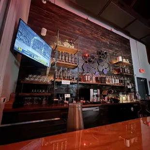 Forward slash distillery is a small spot that has a good variety of local whiskeys and bourbons all mixed in house.