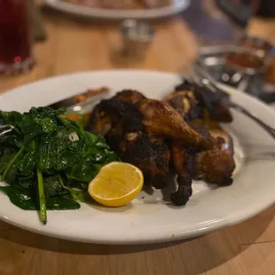 Cornish hen and spinach