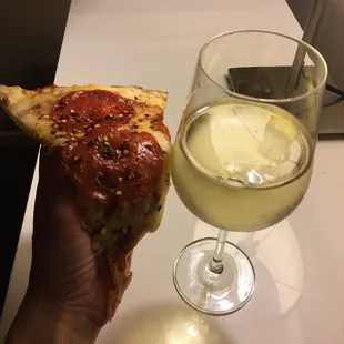 Pizza and wine. Can&apos;t go wrong with this combo!