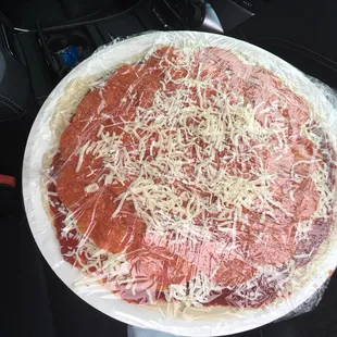 Large take and bake pepperoni pizza. Yummmmmm.