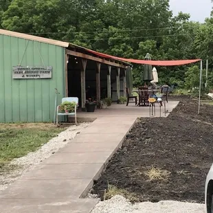 Walking up to the winery from the parking area