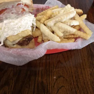 Pittsburgh fish sandwich. Cheese was good on the fries