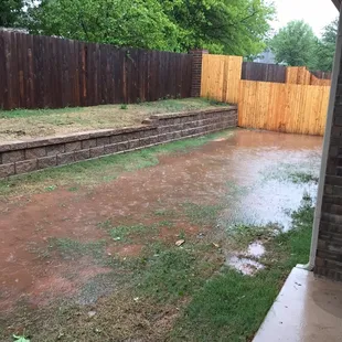 Here is my back yard with the one working drain
