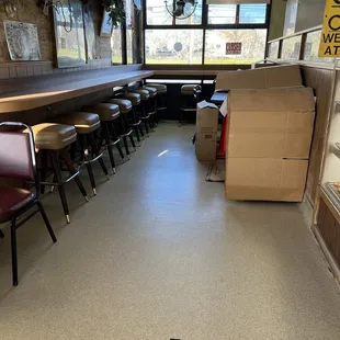 Seating area with comfy looking stools