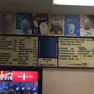 the menu and prices