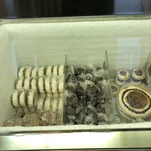 a display case of pastries