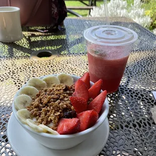 Granola bowl and seasonal slushes