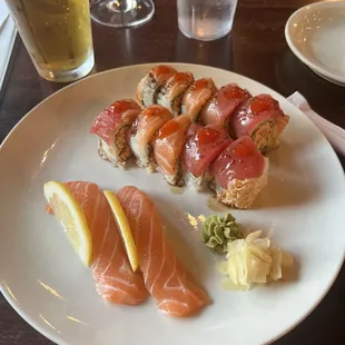 Love at First Sight Roll and Salmon Sake