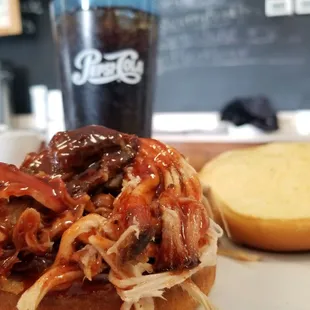 The pulled pork sandwich lunch special.