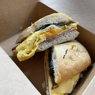 Greens, Egg &amp; Ham Sandwich