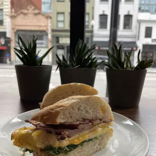 Breakfast sandwich with ham