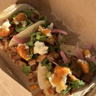 Pork sisig street tacos