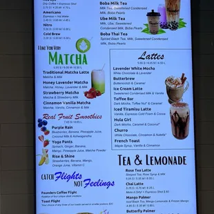 Drink menu