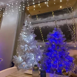 Beautiful Christmas decor inside the Kauffman Center Founders Lounge