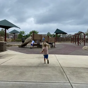 Great shade options and a sandbox that runs through the middle of the park.