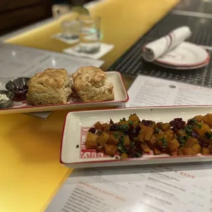 Seasonal potatoes and biscuits