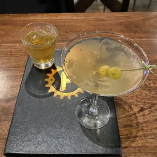 New Riff on the rocks &amp; a dirty martini