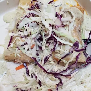 Chicken enchilada with slaw topping