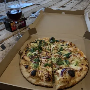 Wine and pizza from the food truck