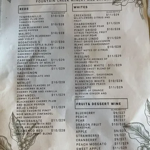 Wine menu