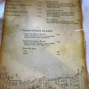 Dinner menu