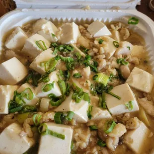 Salted Fish Chicken Tofu Claypot,  takeout