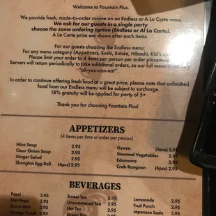Statement of the "whole" menu being "truly" AYCE