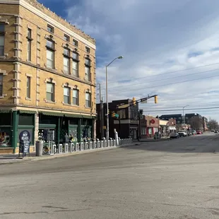 the intersection of a street and a building