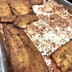 a pan of pizza