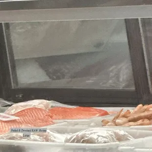 Fresh salmon and shrimp