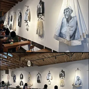 Four Barrel Coffee, December 05 2022, The Artist's exhibit has changed. Exhibit interferes with patrons at the tables, terrible installation