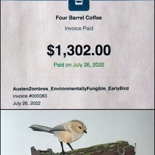 Four Barrel Coffee, July, Beware new FB this curator. Before purchasing art here make sure it can actually hang on the wall.