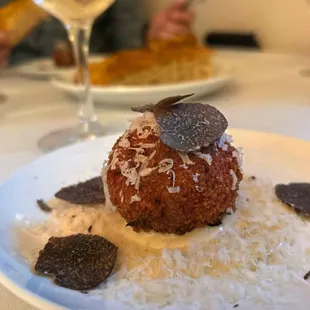 Nye 5 course dinner with special dishes made just for this event! This is the truffle arancini
