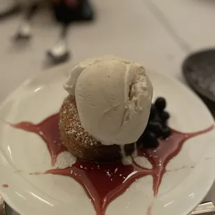 Lemon tart with vanilla ice cream.