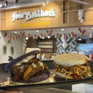 @abionthego on IG  Shredded beef arepa and shredded chicken arepa