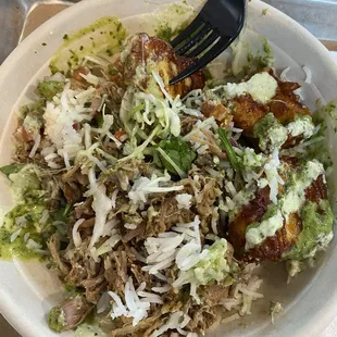 The avocado + garlic dressing with the fried cheese squares were a 9/10!