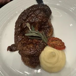 Ribeye with coffee peppercorn which u could not taste also overcooked