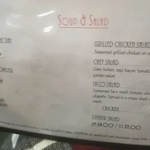 the menu