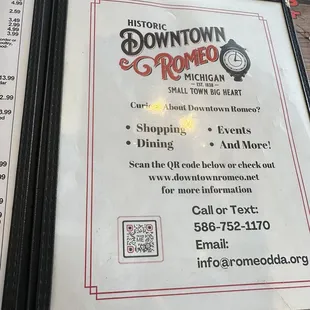  menu for a restaurant