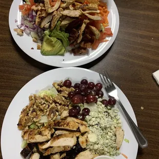 Top is Cobb salad &amp; bottom is farmers salad.   love this place