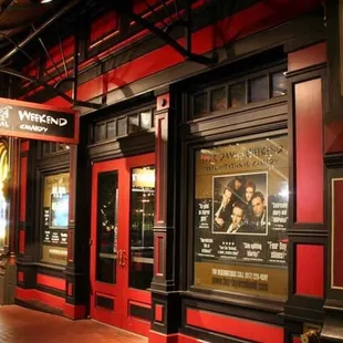 Outside of theater entrance.