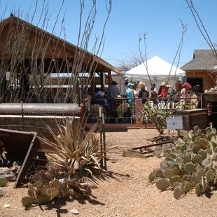 Outside area for music , events, smoking , drinking, etc. at the Four Deuces Saloon
