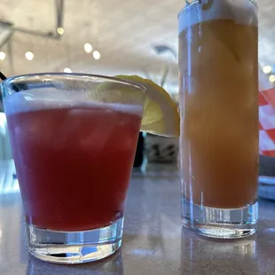 The fast track and somewhere on a beach.