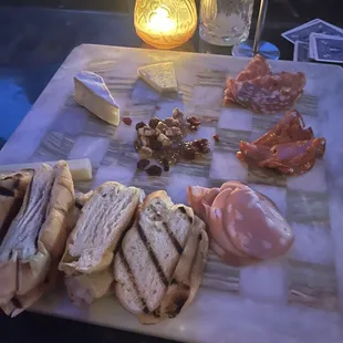 Charcuterie board w/3 cheeses and 3 meats ($30)