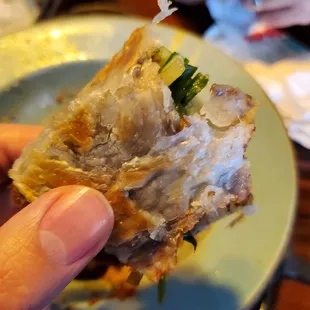 Thin scallion pancake beef roll