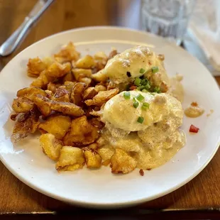 Chicken fried chicken Benedict