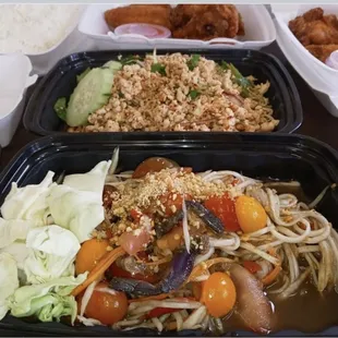 Lao's papaya salad, CK Larb, CK wings