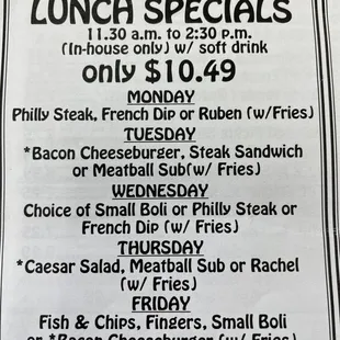 Lunch specials