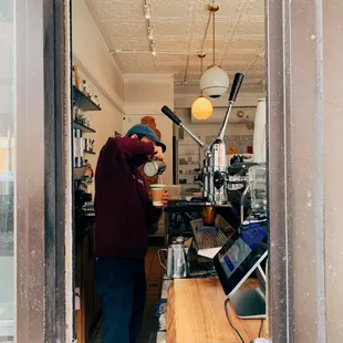 a man in a coffee shop